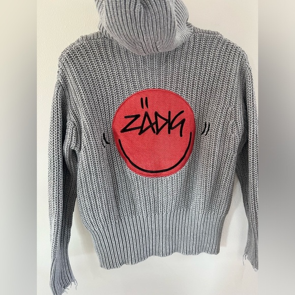 Zadig & Voltaire Moore Light Grey Hooded Knit Cardigan Sweater Size XS/S - Picture 12 of 14